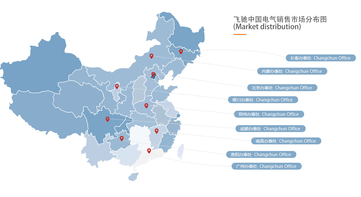 沈阳明升体育电气设备有限公司中国电气销售市场分布图